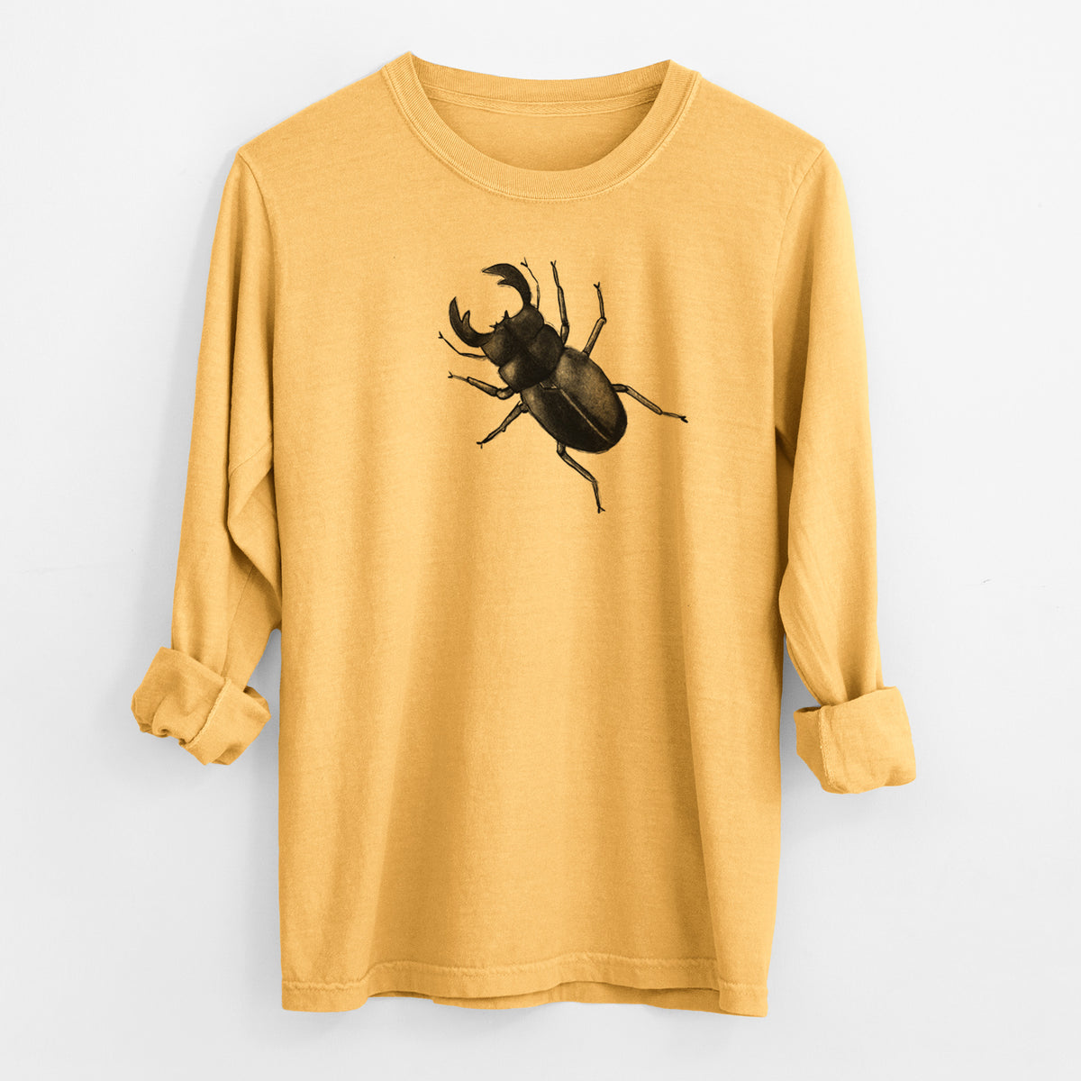 Dorcus titanus - Giant Stag Beetle - Men&#39;s Heavyweight 100% Cotton Long Sleeve