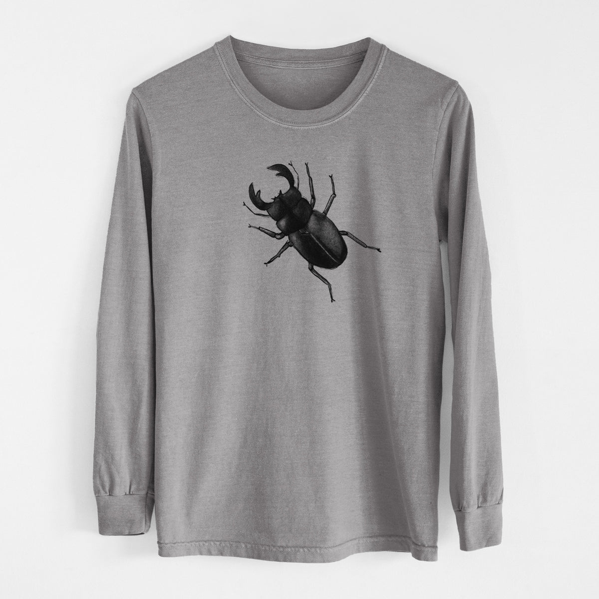 Dorcus titanus - Giant Stag Beetle - Men&#39;s Heavyweight 100% Cotton Long Sleeve