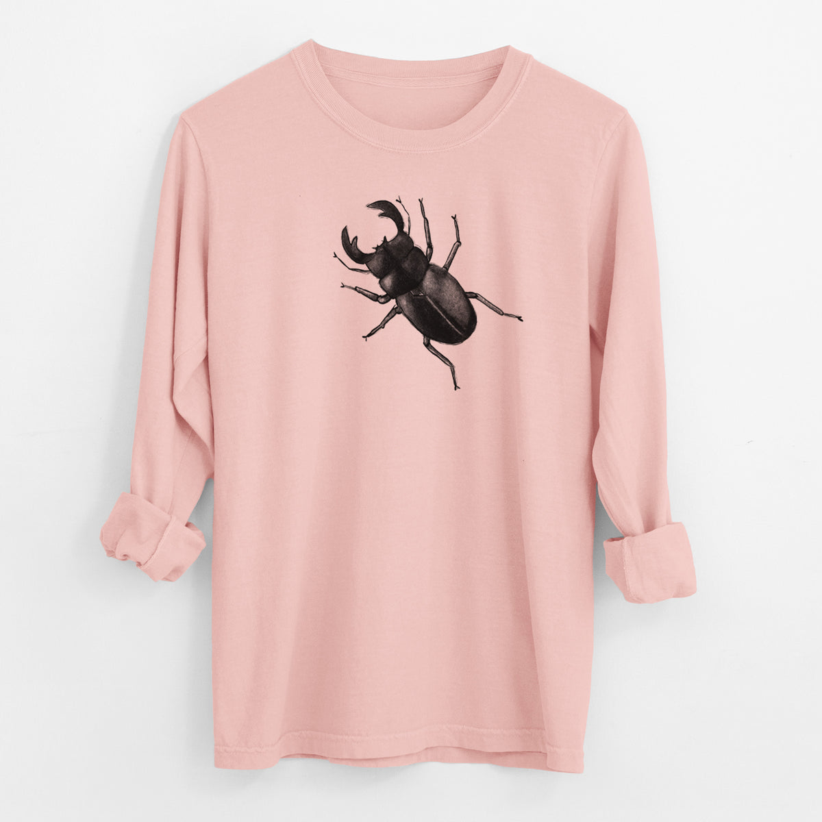 Dorcus titanus - Giant Stag Beetle - Men&#39;s Heavyweight 100% Cotton Long Sleeve