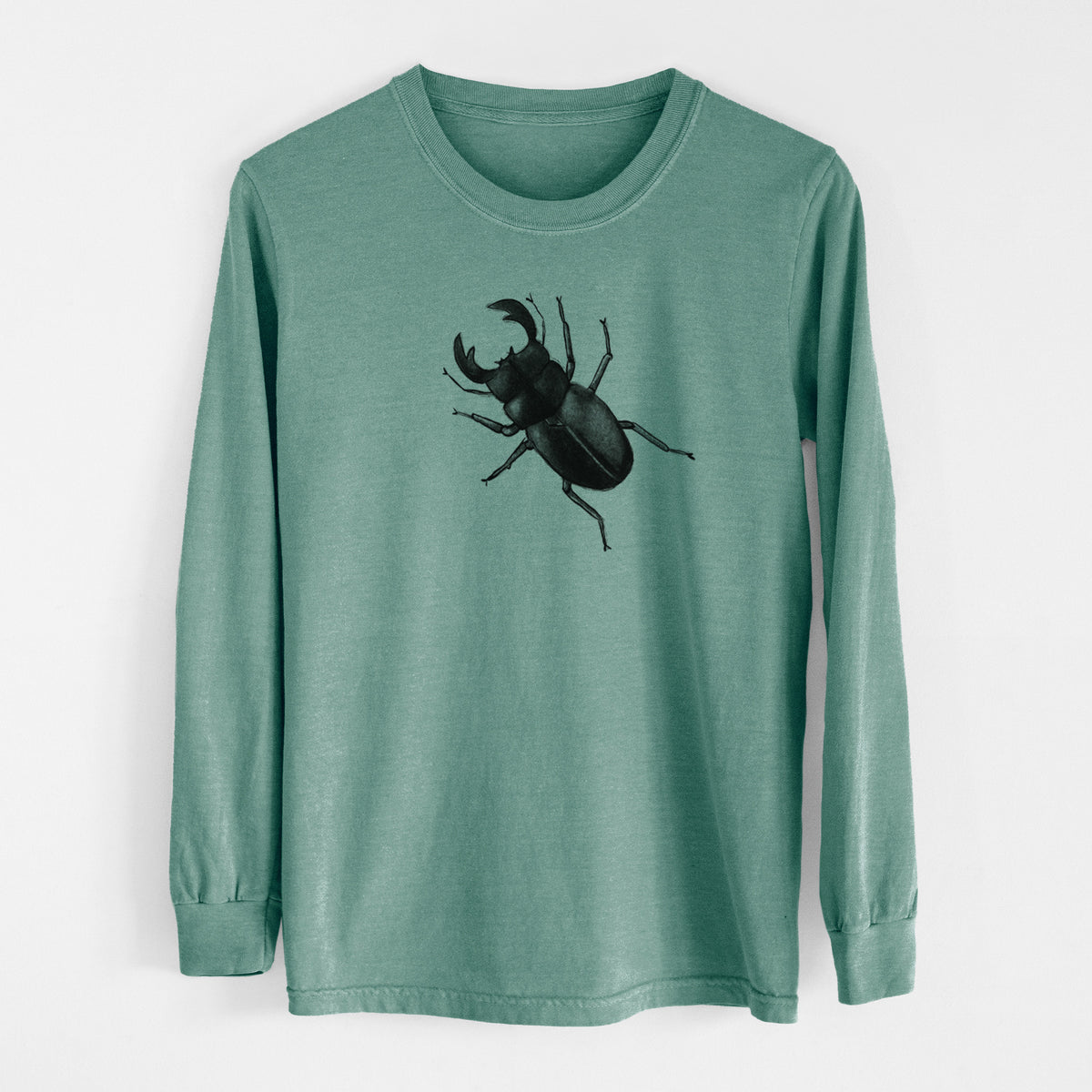 Dorcus titanus - Giant Stag Beetle - Men&#39;s Heavyweight 100% Cotton Long Sleeve