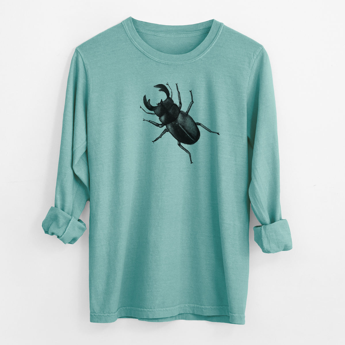 Dorcus titanus - Giant Stag Beetle - Men&#39;s Heavyweight 100% Cotton Long Sleeve