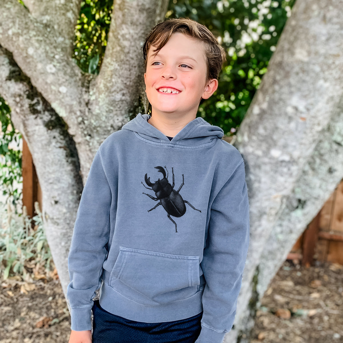 Dorcus titanus - Giant Stag Beetle - Youth Pigment Dyed Hoodie