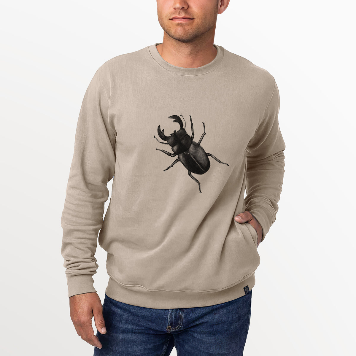 Dorcus titanus - Giant Stag Beetle  - Unisex Reclaimed Crewneck Sweatshirt