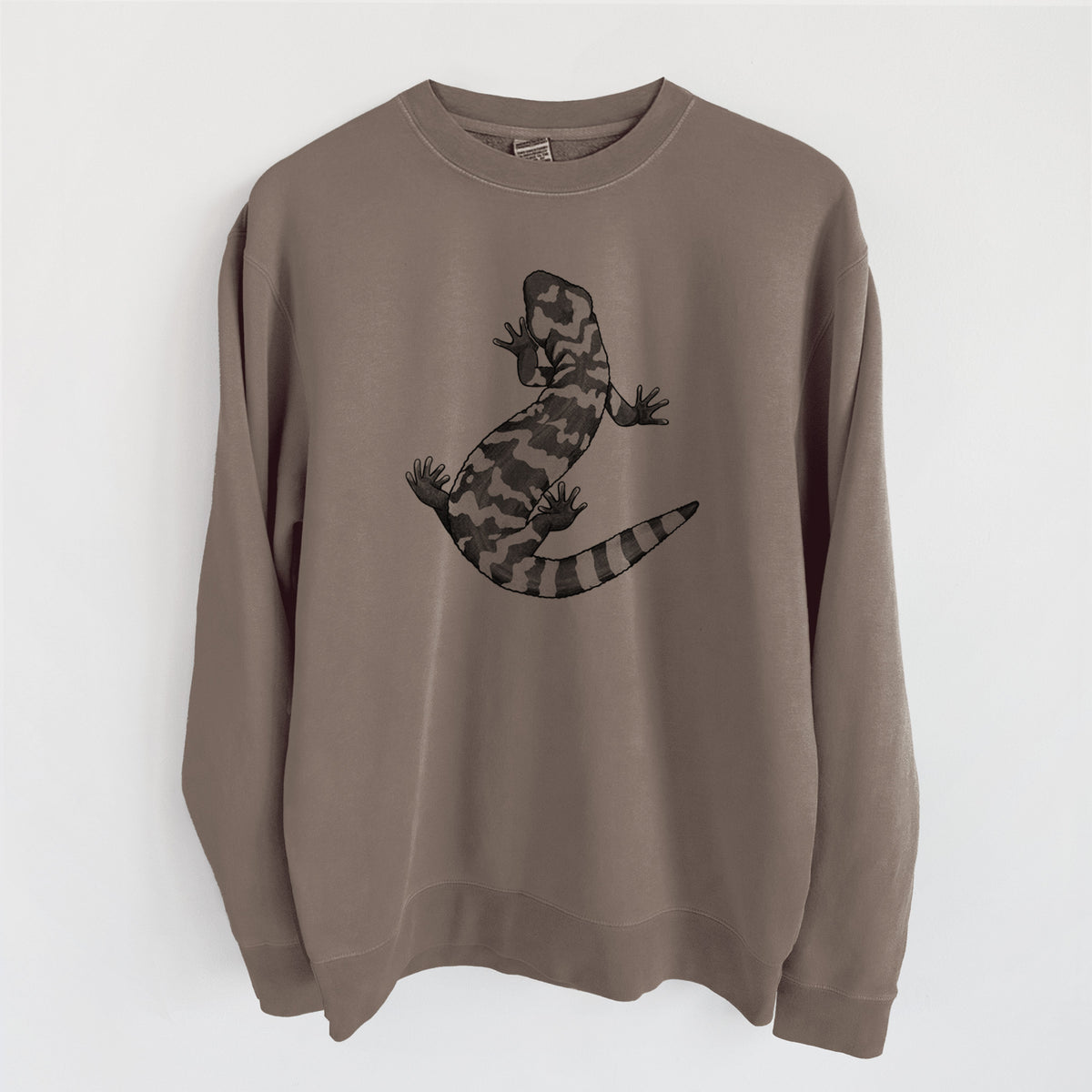 Gila Monster - Heloderma suspectum - Unisex Pigment Dyed Crew Sweatshirt in Espresso Brown Color
