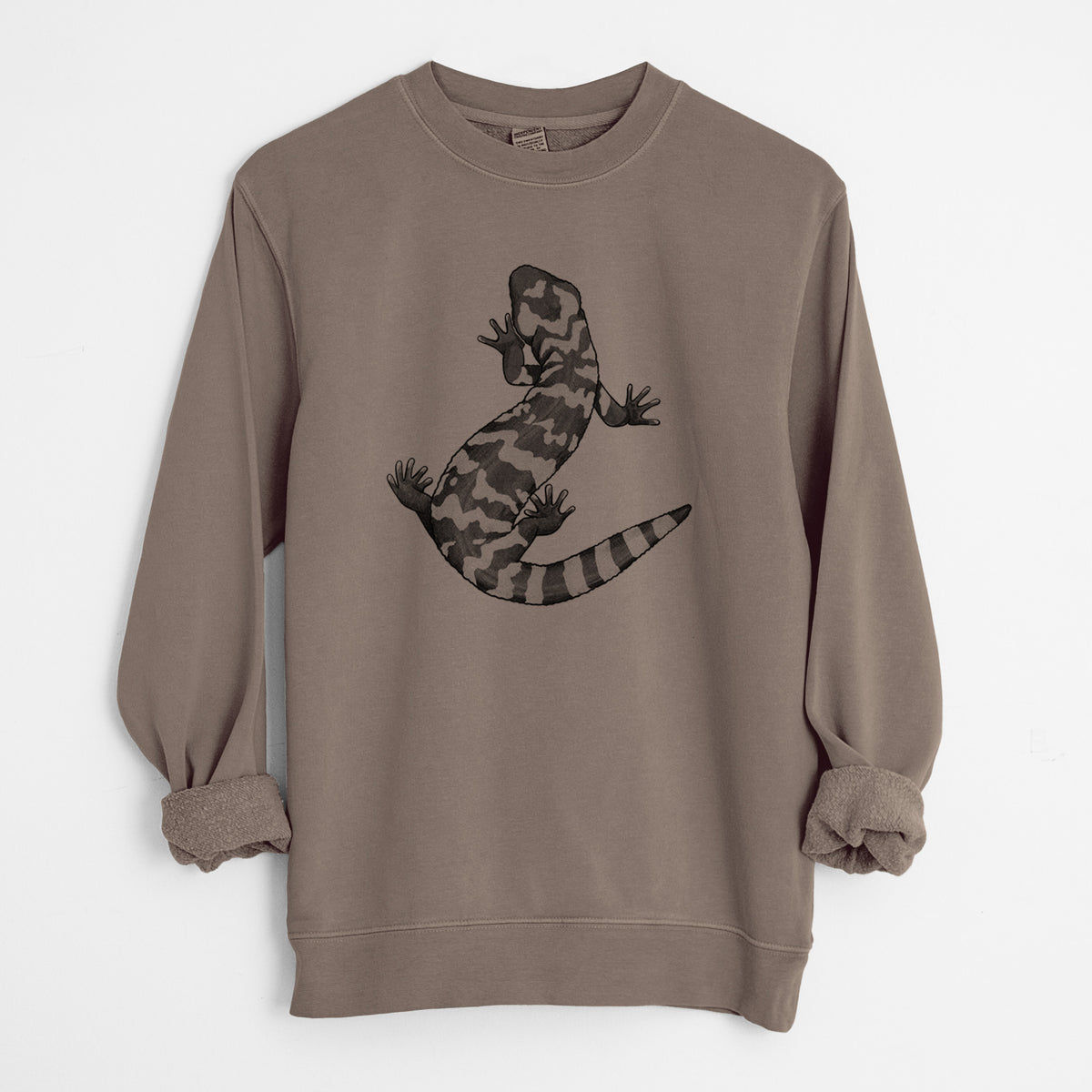 Gila Monster - Heloderma suspectum - Unisex Pigment Dyed Crew Sweatshirt in Espresso Brown Color