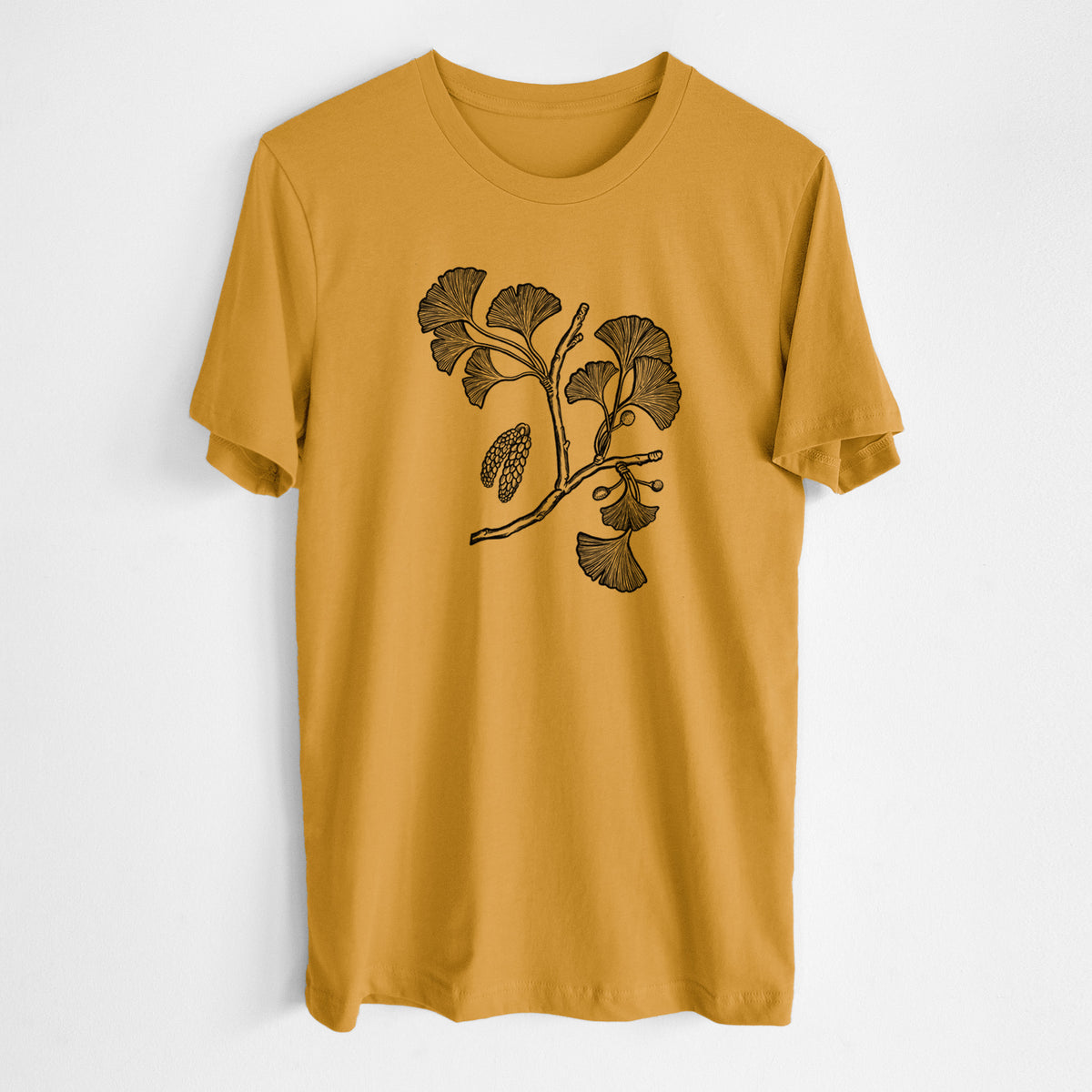 Ginkgo Biloba - Ginkgo Tree Stem with Leaves - Lightweight 100% Cotton Unisex Crewneck