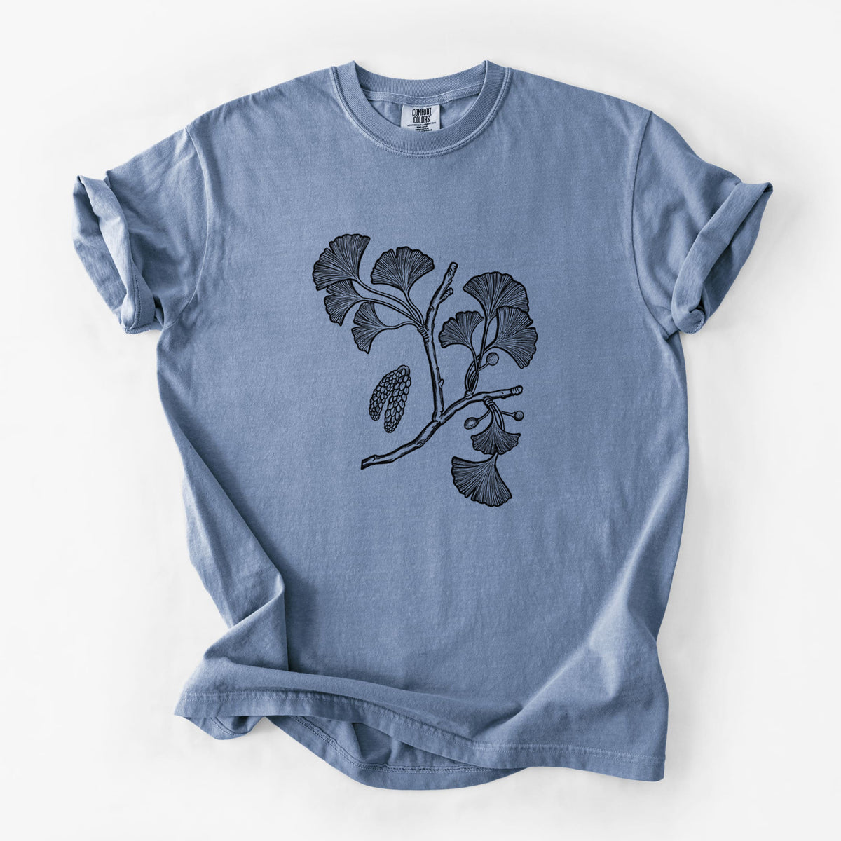 Ginkgo Biloba - Ginkgo Tree Stem with Leaves - Unisex Comfort Colors Garment-Dyed Heavyweight T-shirt