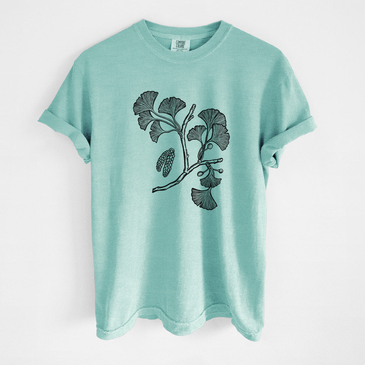 Ginkgo Biloba - Ginkgo Tree Stem with Leaves - Unisex Comfort Colors Garment-Dyed Heavyweight T-shirt