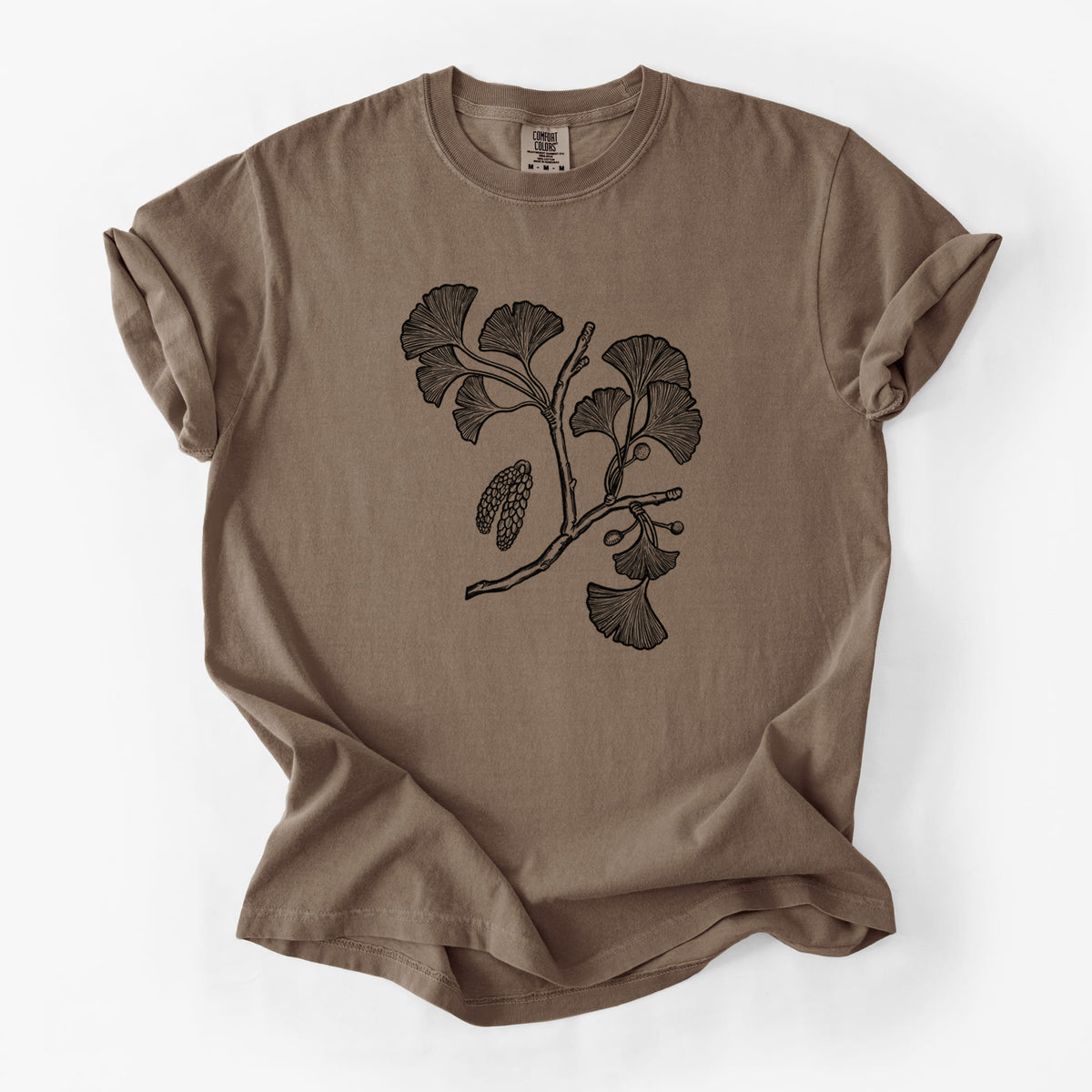 Ginkgo Biloba - Ginkgo Tree Stem with Leaves - Unisex Comfort Colors Garment-Dyed Heavyweight T-shirt