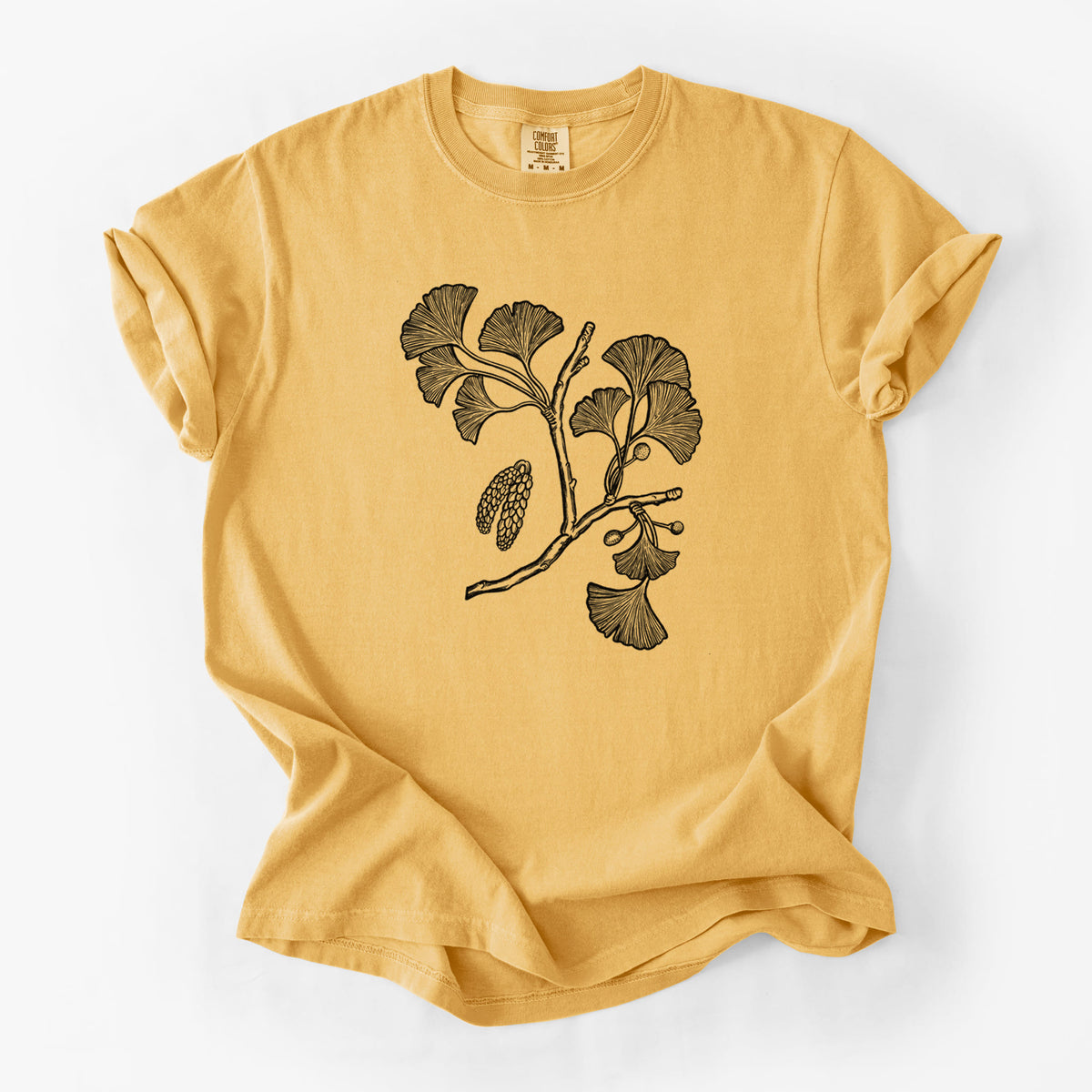 Ginkgo Biloba - Ginkgo Tree Stem with Leaves - Unisex Comfort Colors Garment-Dyed Heavyweight T-shirt