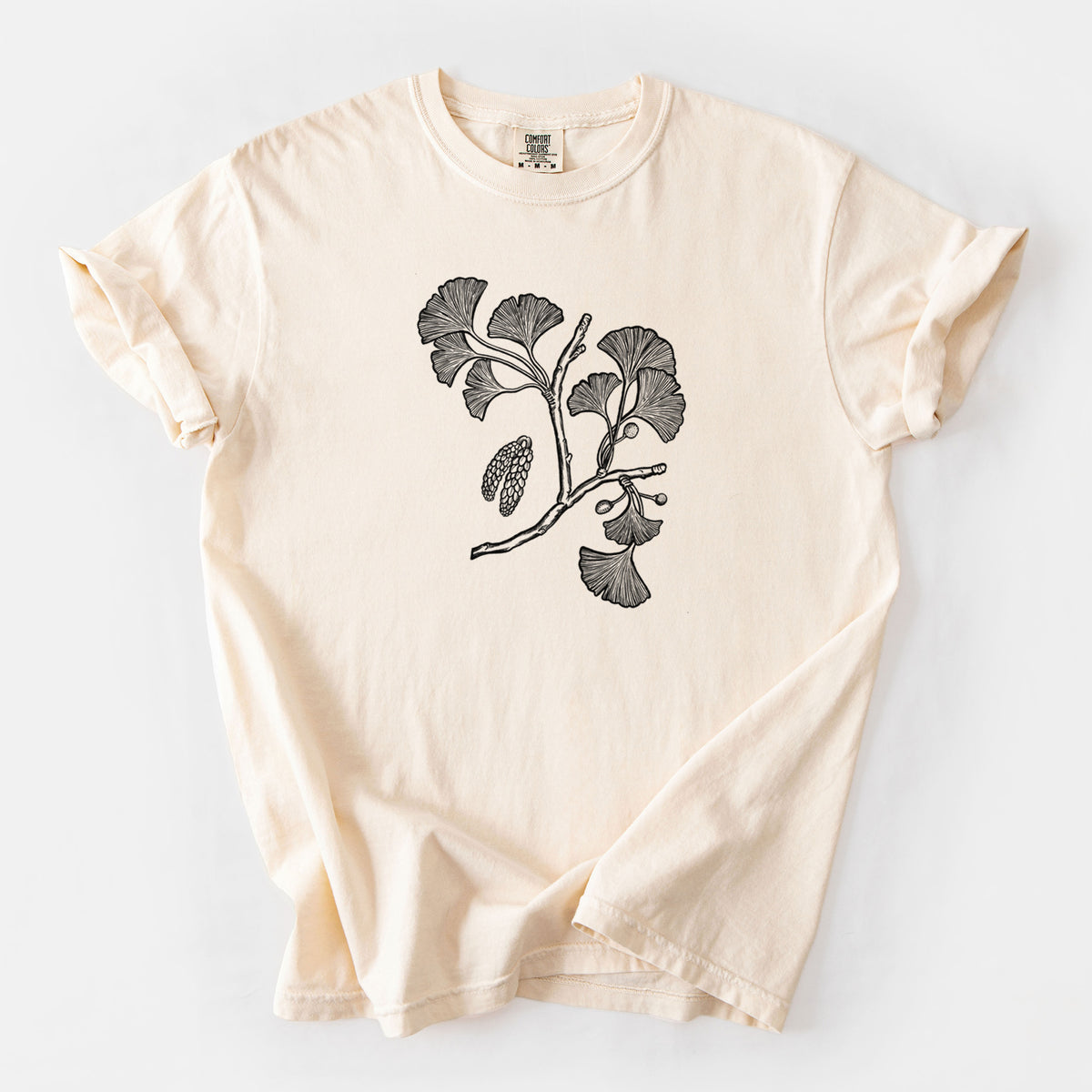 Ginkgo Biloba - Ginkgo Tree Stem with Leaves - Unisex Comfort Colors Garment-Dyed Heavyweight T-shirt