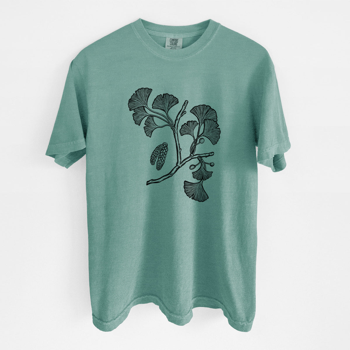 Ginkgo Biloba - Ginkgo Tree Stem with Leaves - Unisex Comfort Colors Garment-Dyed Heavyweight T-shirt