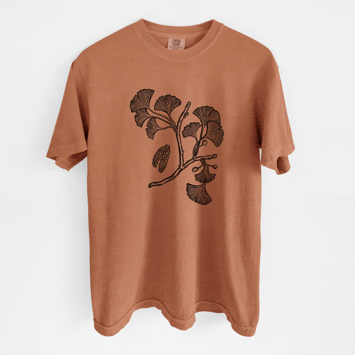 Ginkgo Biloba - Ginkgo Tree Stem with Leaves - Unisex Comfort Colors Garment-Dyed Heavyweight T-shirt