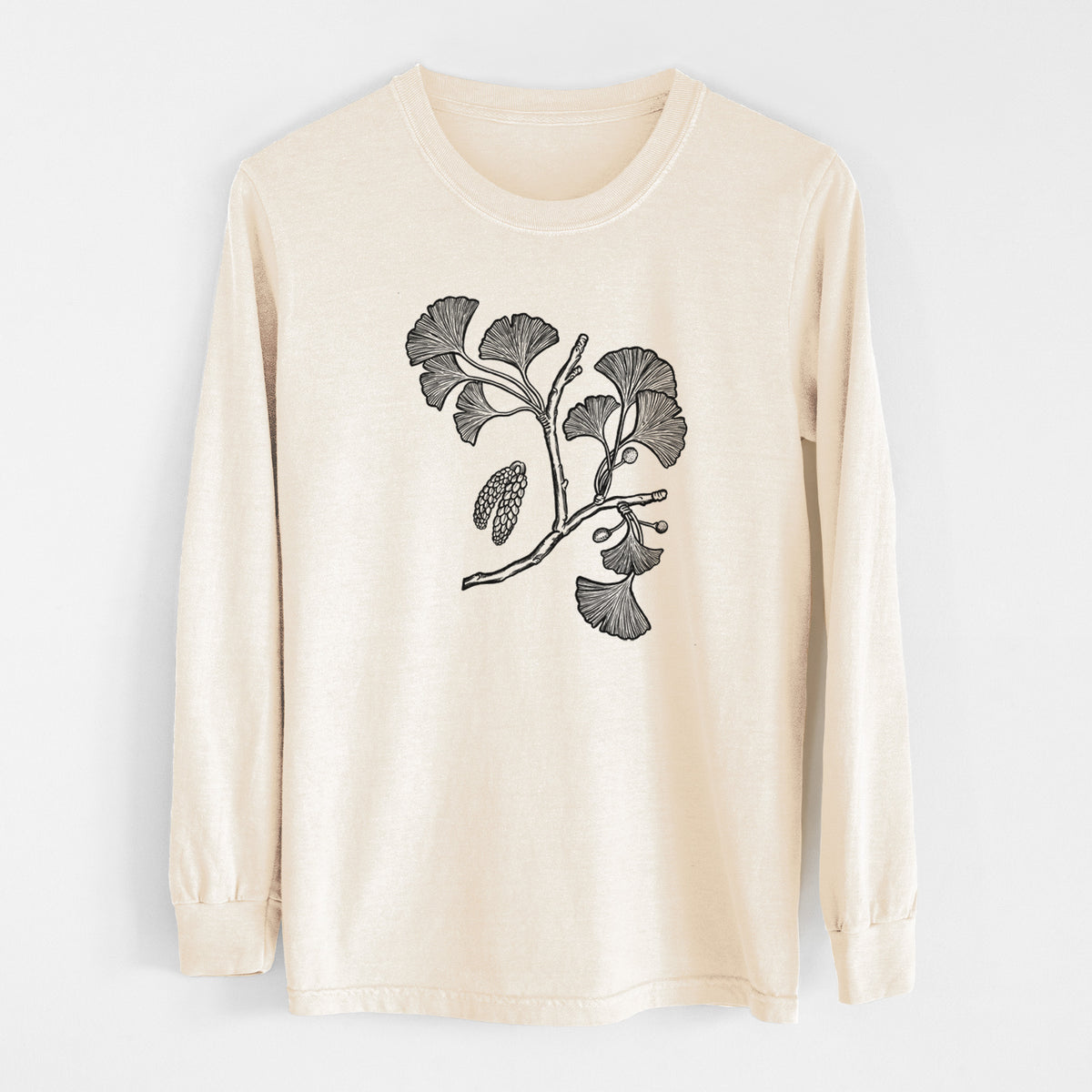 Ginkgo Biloba - Ginkgo Tree Stem with Leaves - Unisex Comfort Colors 100% Cotton Long Sleeve