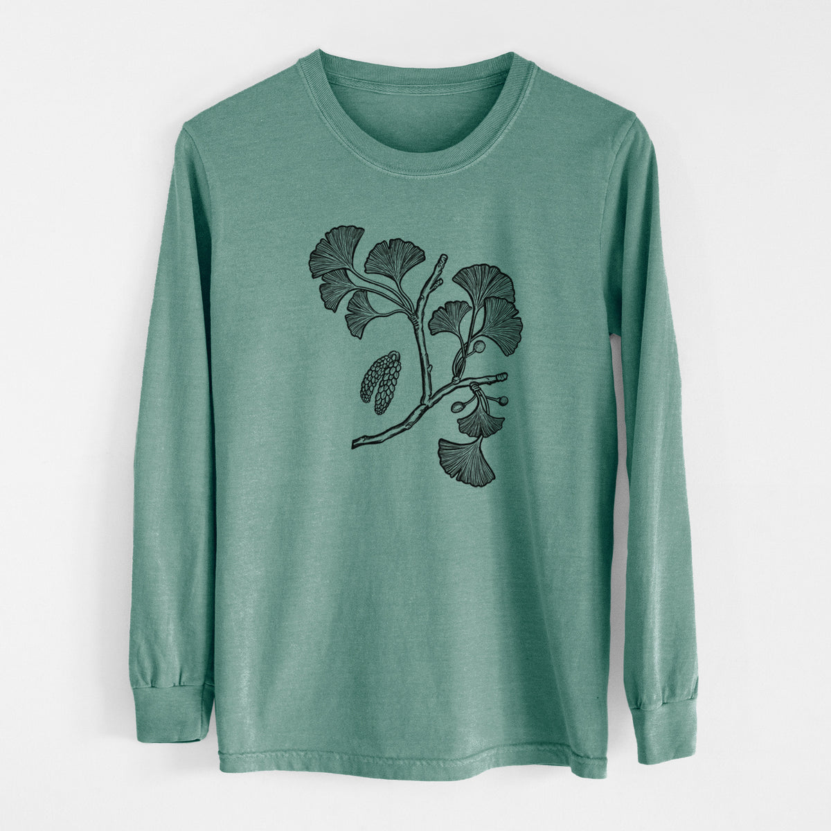 Ginkgo Biloba - Ginkgo Tree Stem with Leaves - Unisex Comfort Colors 100% Cotton Long Sleeve