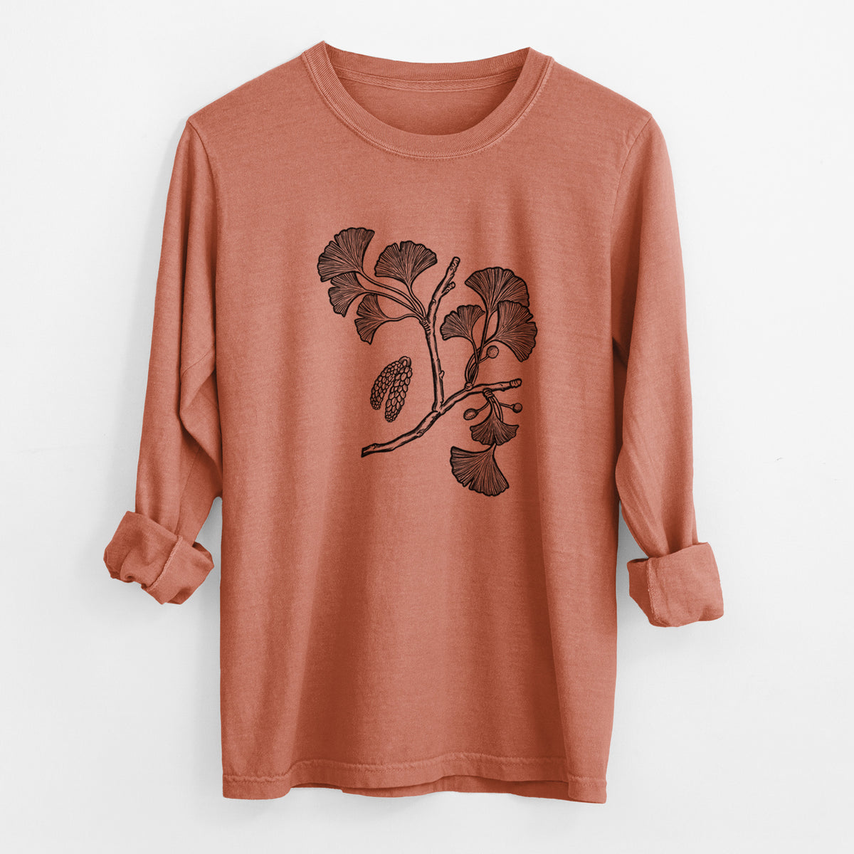 Ginkgo Biloba - Ginkgo Tree Stem with Leaves - Unisex Comfort Colors 100% Cotton Long Sleeve