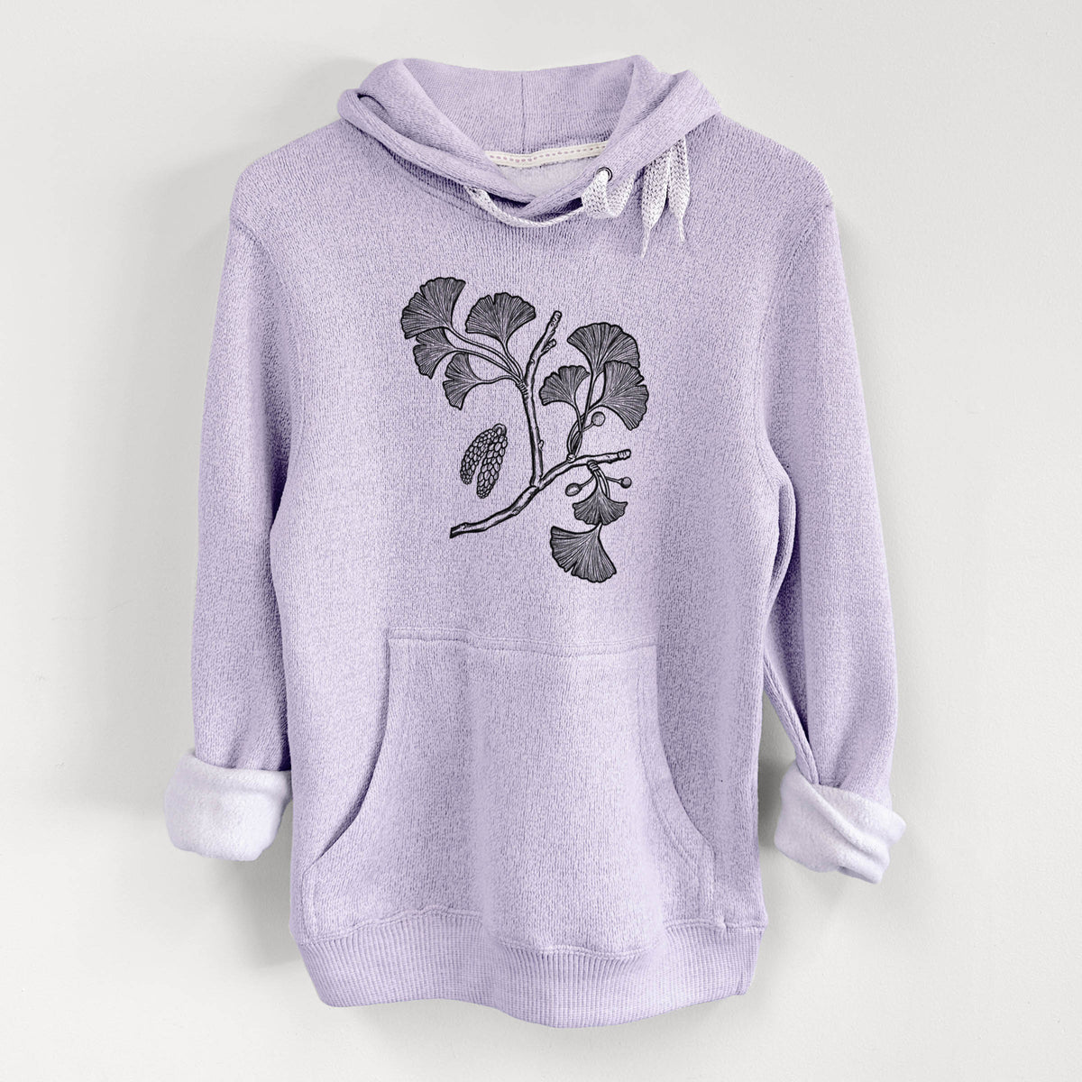 Ginkgo Biloba - Ginkgo Tree Stem with Leaves - Knit Hoodie