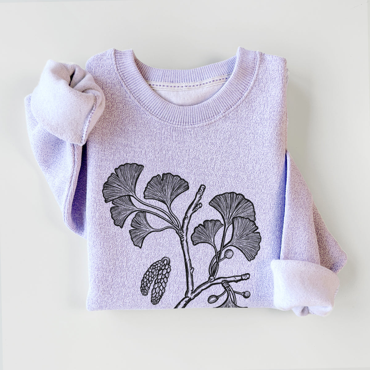 Ginkgo Biloba - Ginkgo Tree Stem with Leaves - Knit Sweatshirt