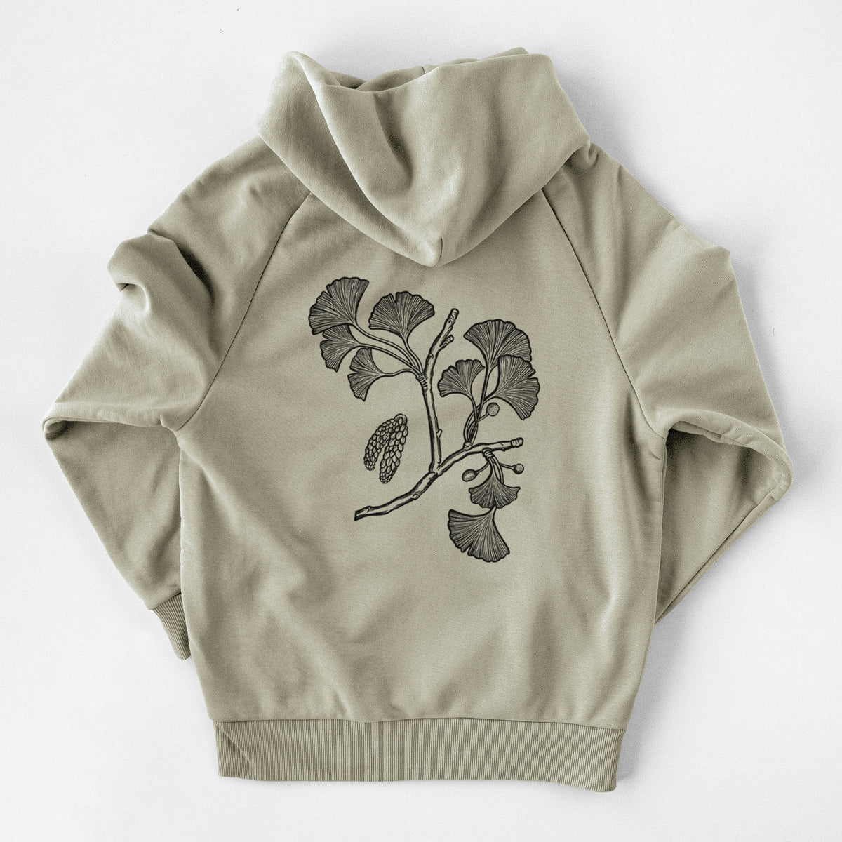Ginkgo Biloba - Ginkgo Tree Stem with Leaves - UltraLuxe Heavyweight French Terry Hoodie