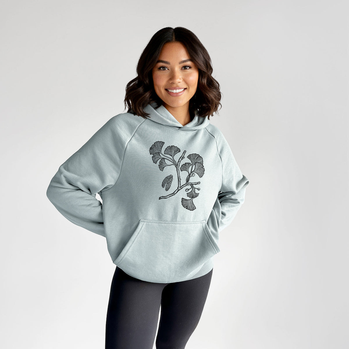 Ginkgo Biloba - Ginkgo Tree Stem with Leaves - UltraLuxe Heavyweight French Terry Hoodie