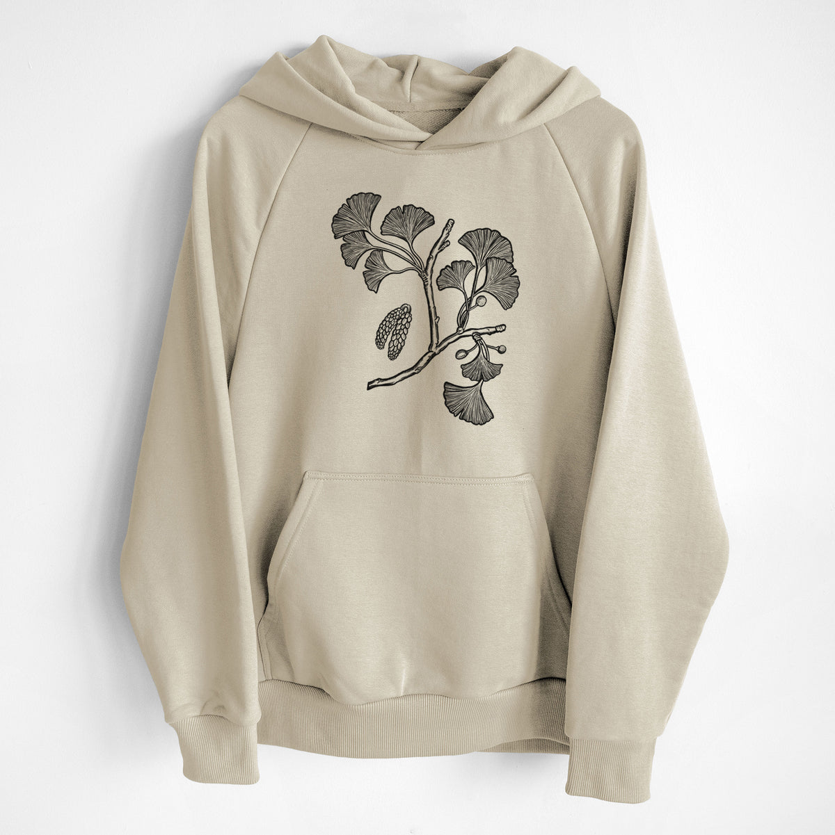 Ginkgo Biloba - Ginkgo Tree Stem with Leaves - UltraLuxe Heavyweight French Terry Hoodie