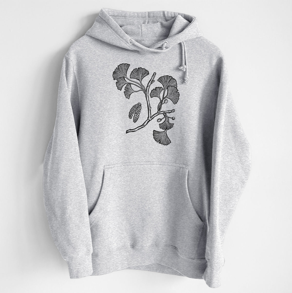 Ginkgo Biloba - Ginkgo Tree Stem with Leaves - Heavyweight Fleece Hoodie