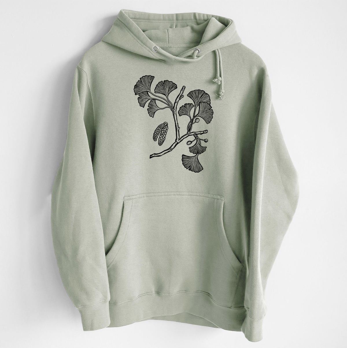 Ginkgo Biloba - Ginkgo Tree Stem with Leaves - Heavyweight Fleece Hoodie