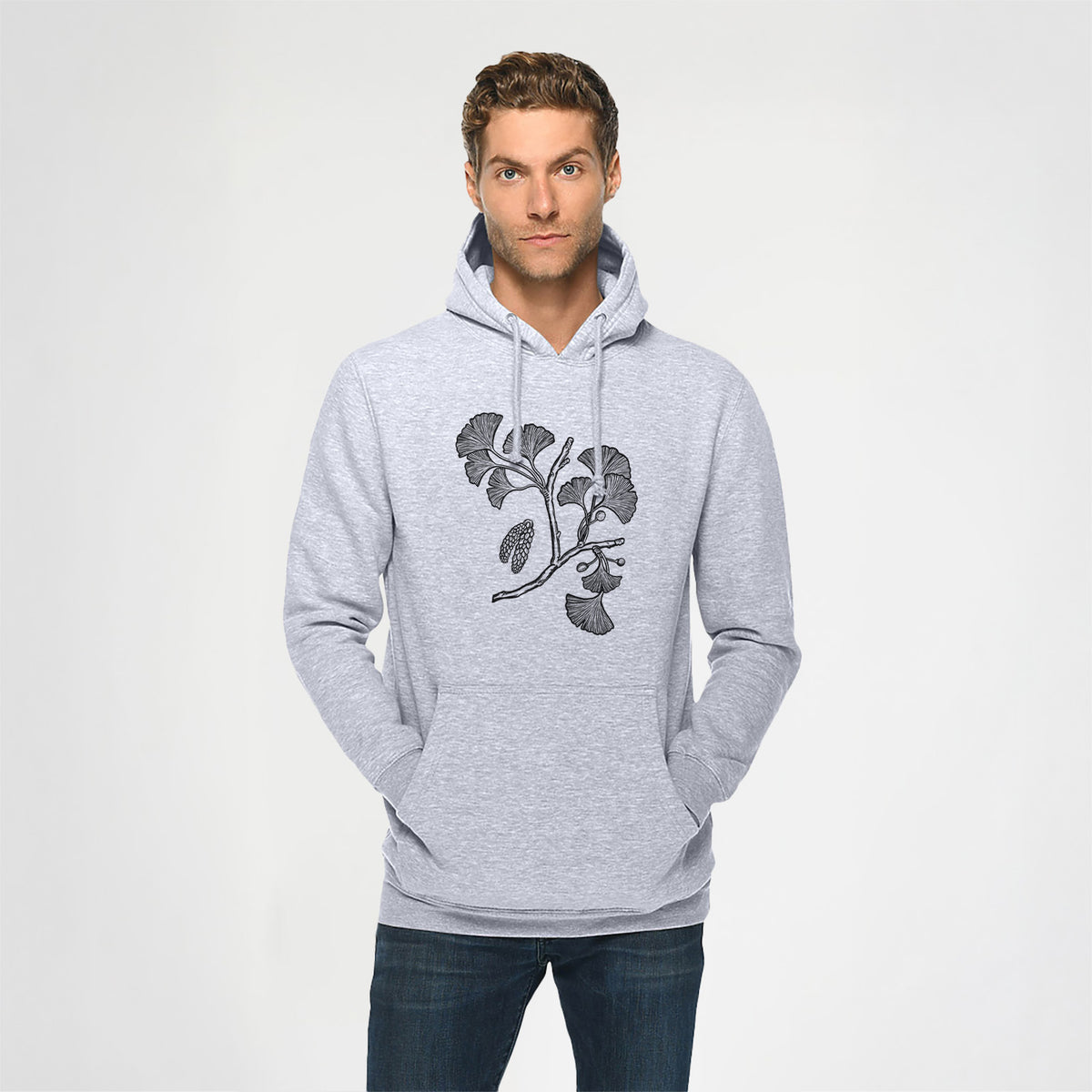 Ginkgo Biloba - Ginkgo Tree Stem with Leaves - Heavyweight Fleece Hoodie