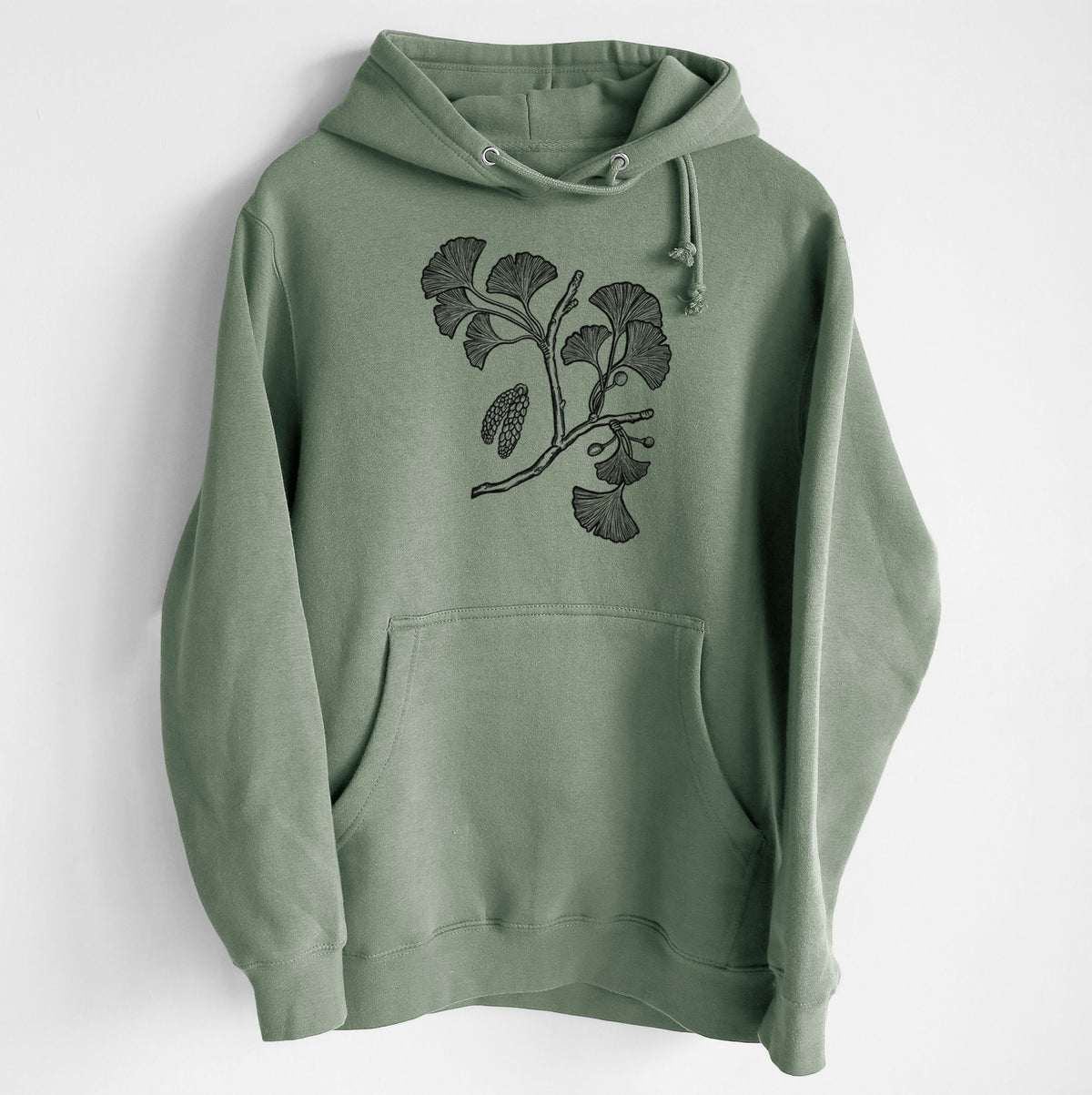 Ginkgo Biloba - Ginkgo Tree Stem with Leaves - Heavyweight Fleece Hoodie
