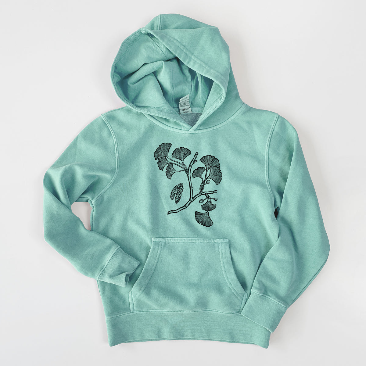 Ginkgo Biloba - Ginkgo Tree Stem with Leaves - Youth Pigment Dyed Hoodie