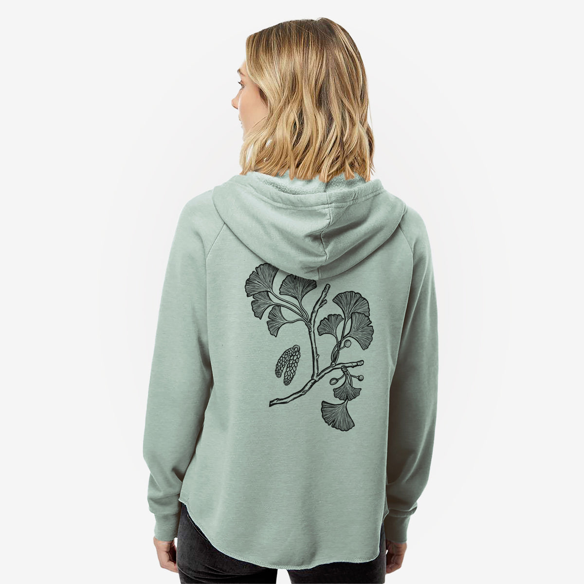 Ginkgo Biloba - Ginkgo Tree Stem with Leaves - Women's Cali Wave Zip-Up Sweatshirt