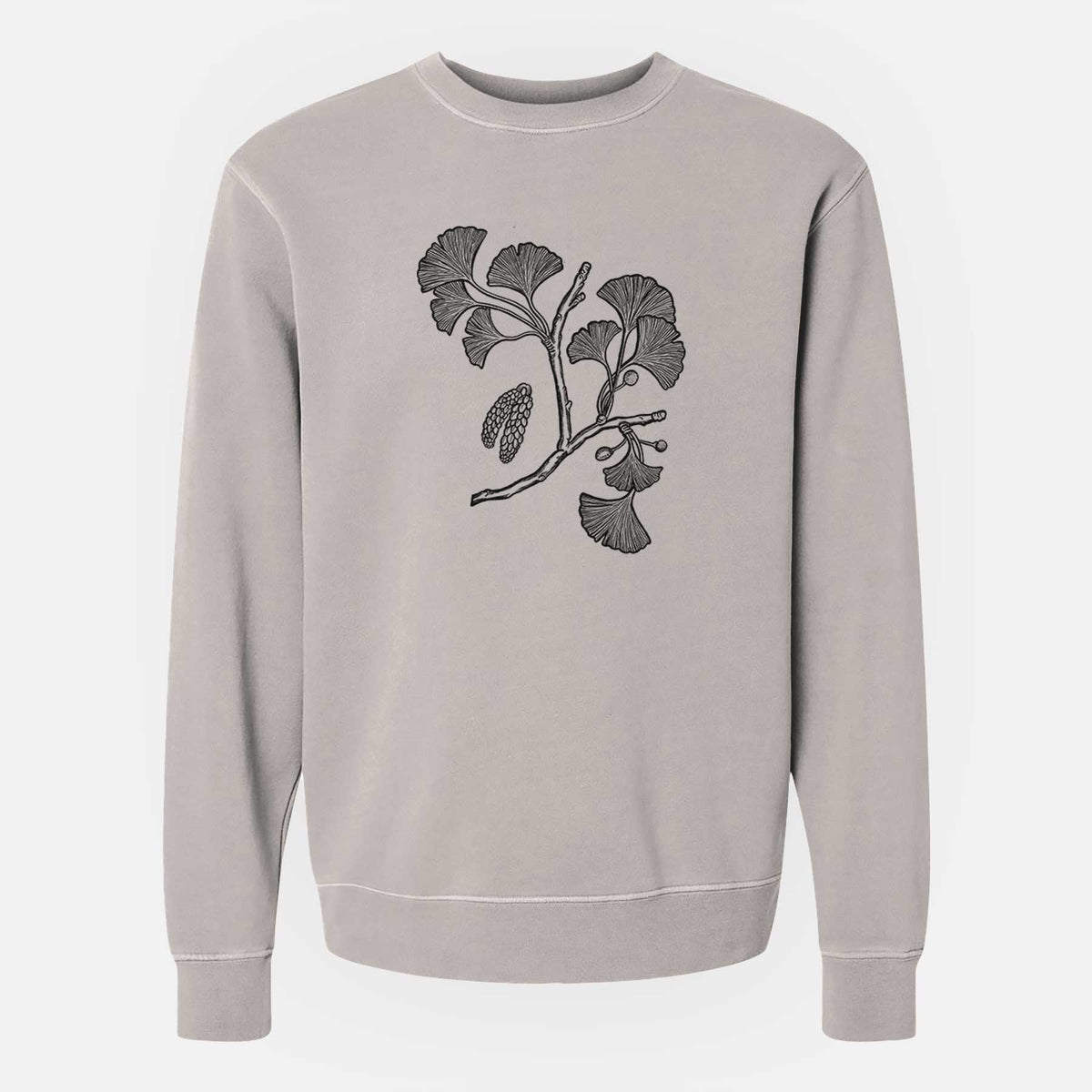 Ginkgo Biloba - Ginkgo Tree Stem with Leaves - Unisex Pigment Dyed Crew Sweatshirt