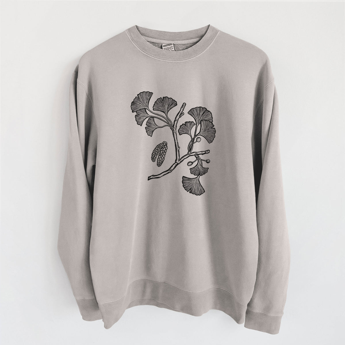 Ginkgo Biloba - Ginkgo Tree Stem with Leaves - Unisex Pigment Dyed Crew Sweatshirt