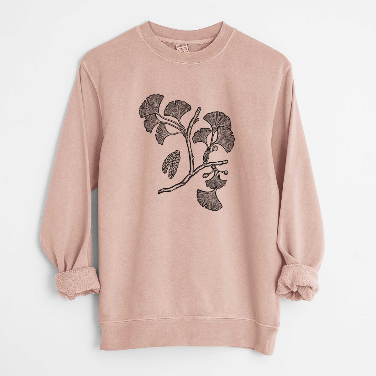 Ginkgo Biloba - Ginkgo Tree Stem with Leaves - Unisex Pigment Dyed Crew Sweatshirt