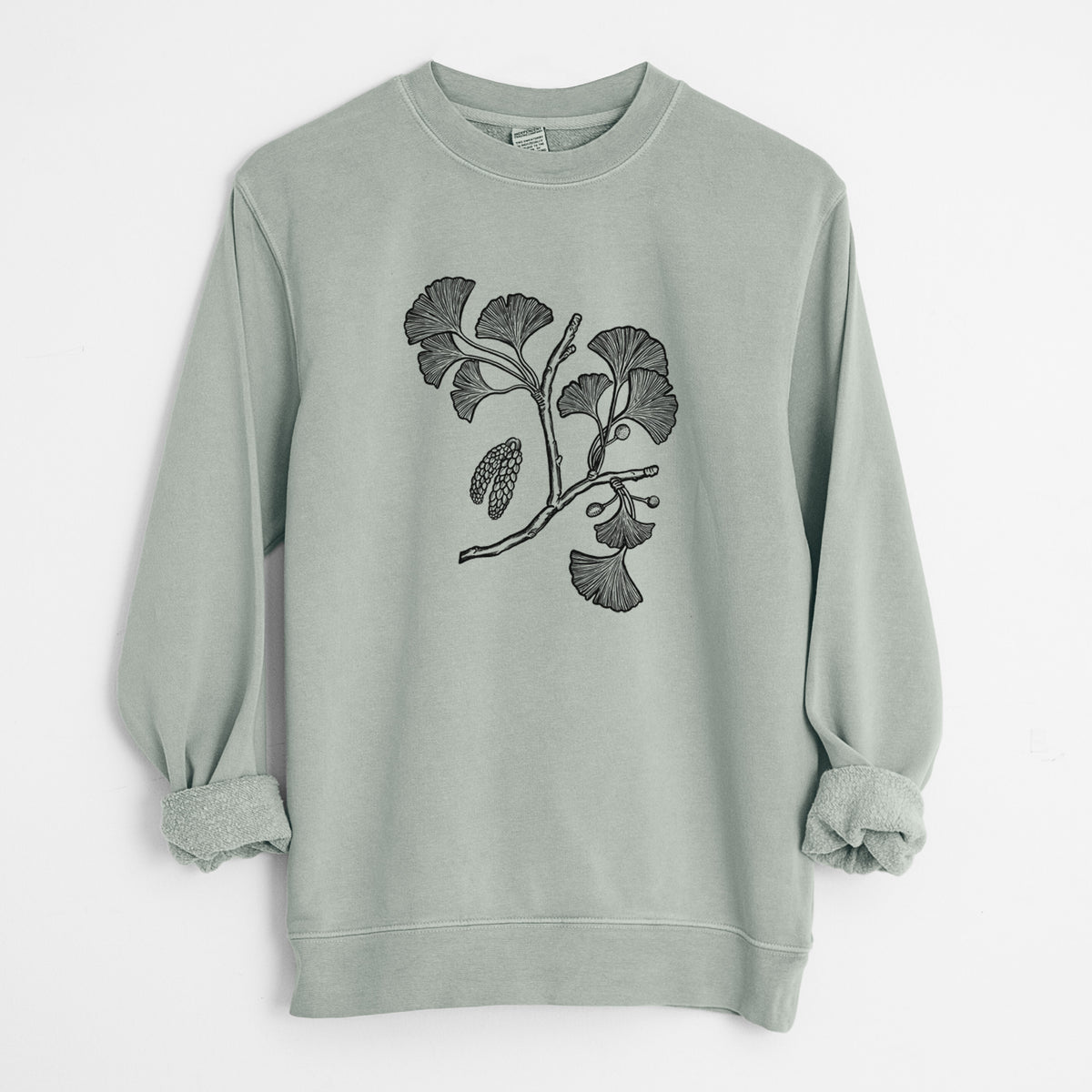 Ginkgo Biloba - Ginkgo Tree Stem with Leaves - Unisex Pigment Dyed Crew Sweatshirt
