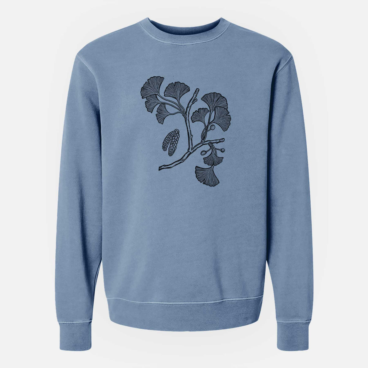 Ginkgo Biloba - Ginkgo Tree Stem with Leaves - Unisex Pigment Dyed Crew Sweatshirt