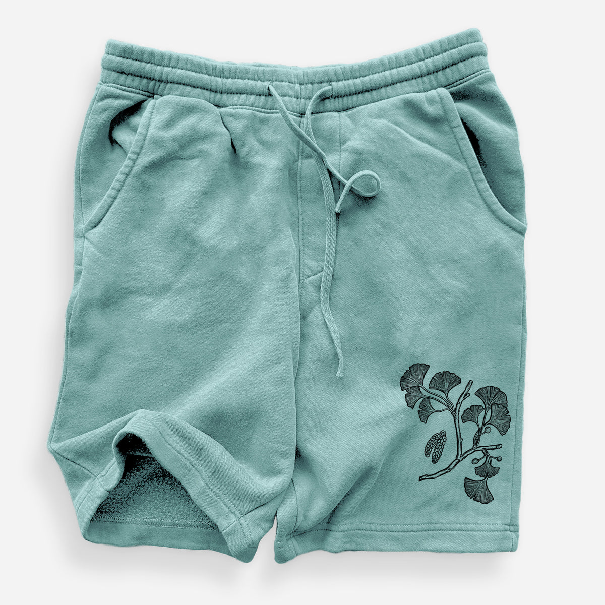 Ginkgo Biloba - Ginkgo Tree Stem with Leaves - Unisex Pigment Dyed Shorts