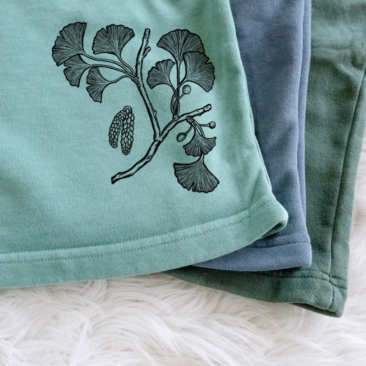 Ginkgo Biloba - Ginkgo Tree Stem with Leaves - Unisex Pigment Dyed Shorts