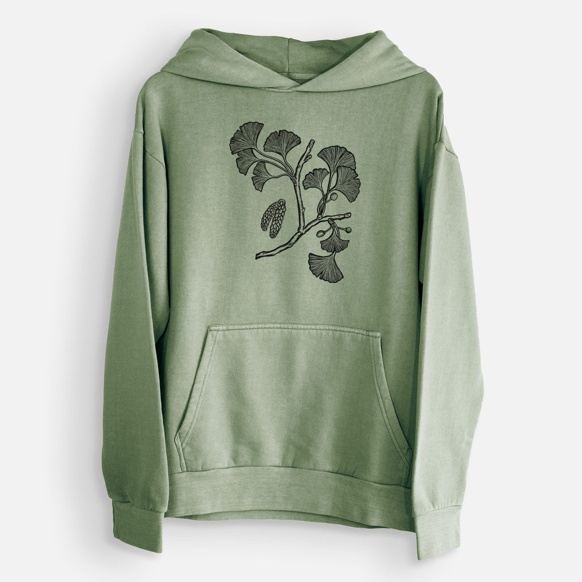 Ginkgo Biloba - Ginkgo Tree Stem with Leaves  - Urban Heavyweight Hoodie