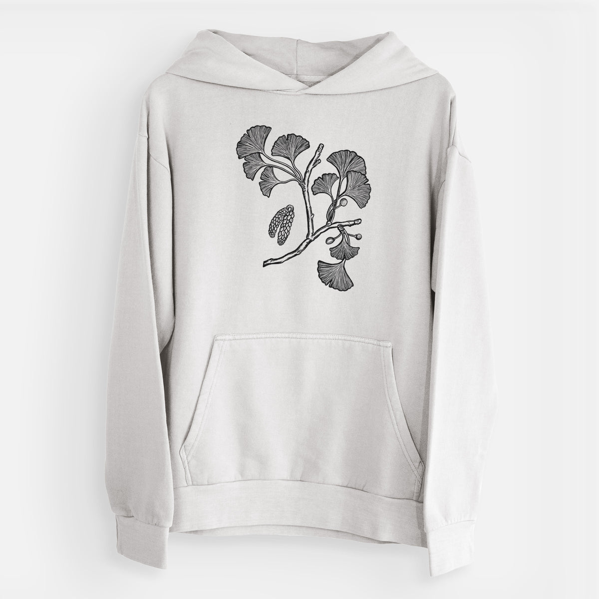 Ginkgo Biloba - Ginkgo Tree Stem with Leaves  - Urban Heavyweight Hoodie