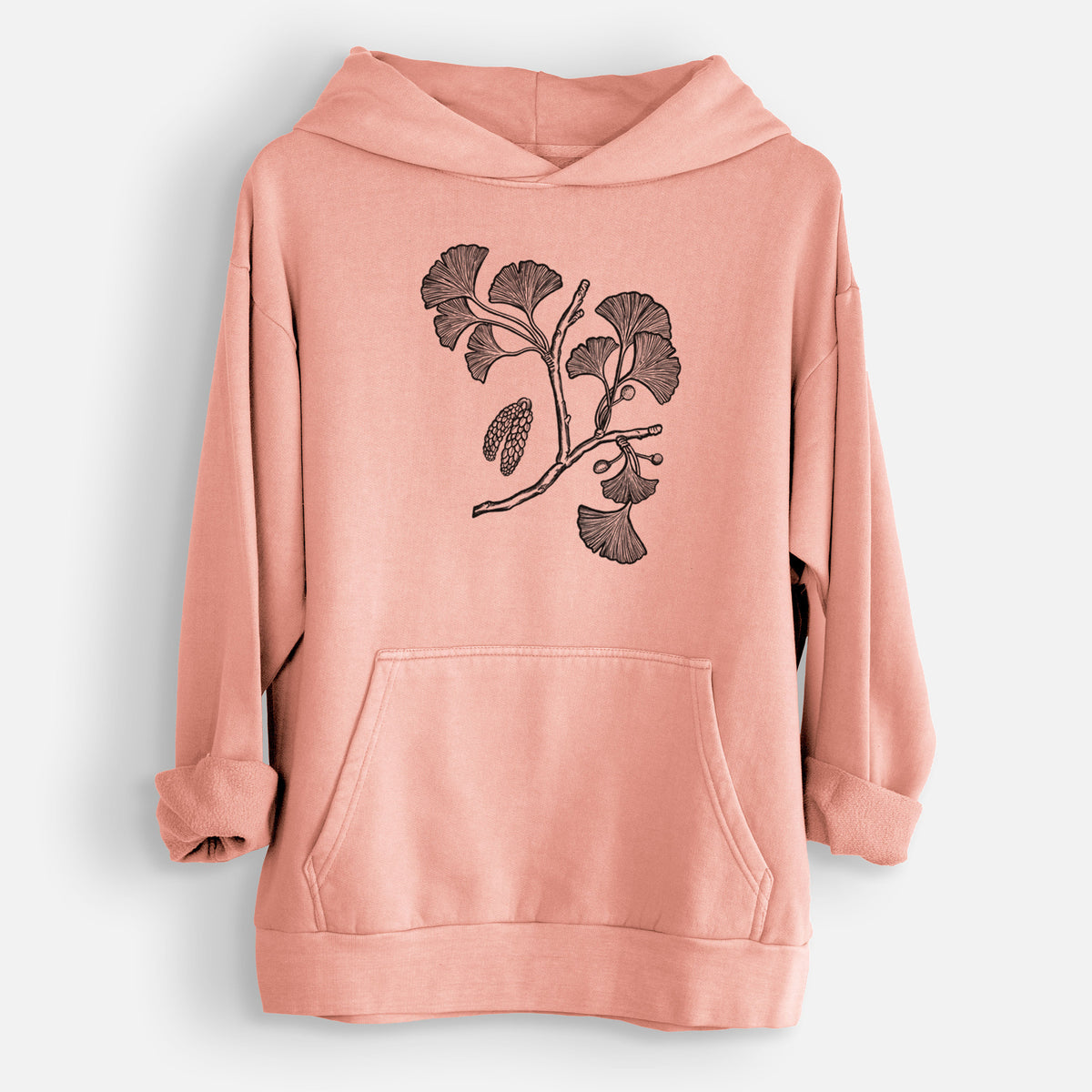 Ginkgo Biloba - Ginkgo Tree Stem with Leaves  - Urban Heavyweight Hoodie