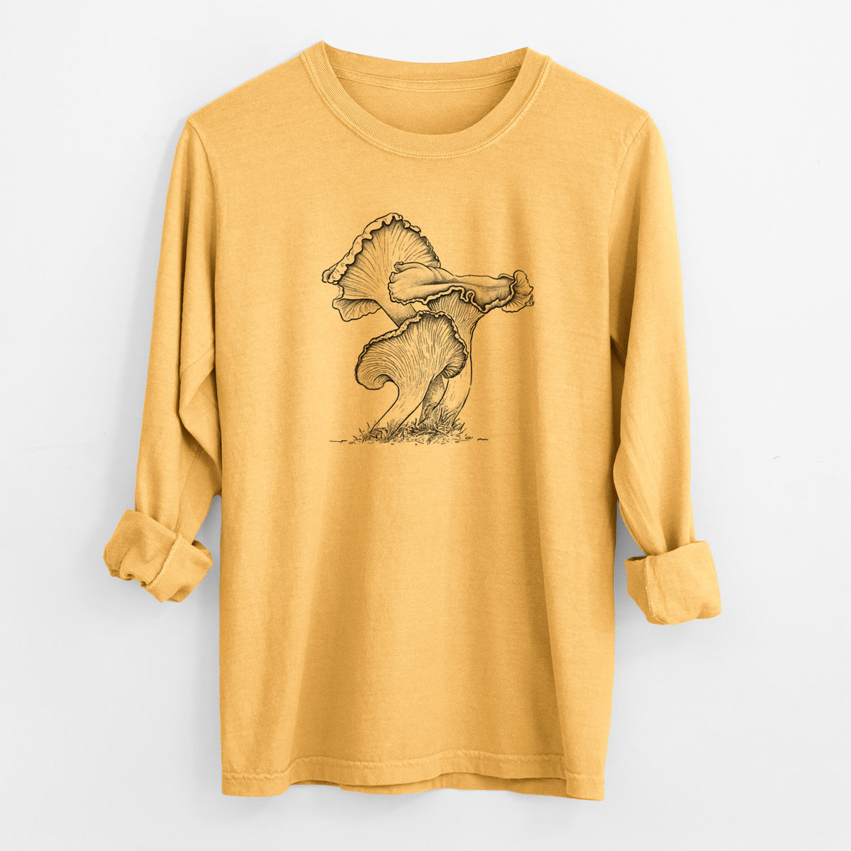 Pacific Golden Chanterelle - Cantharellus formosus - Men&#39;s Heavyweight 100% Cotton Long Sleeve