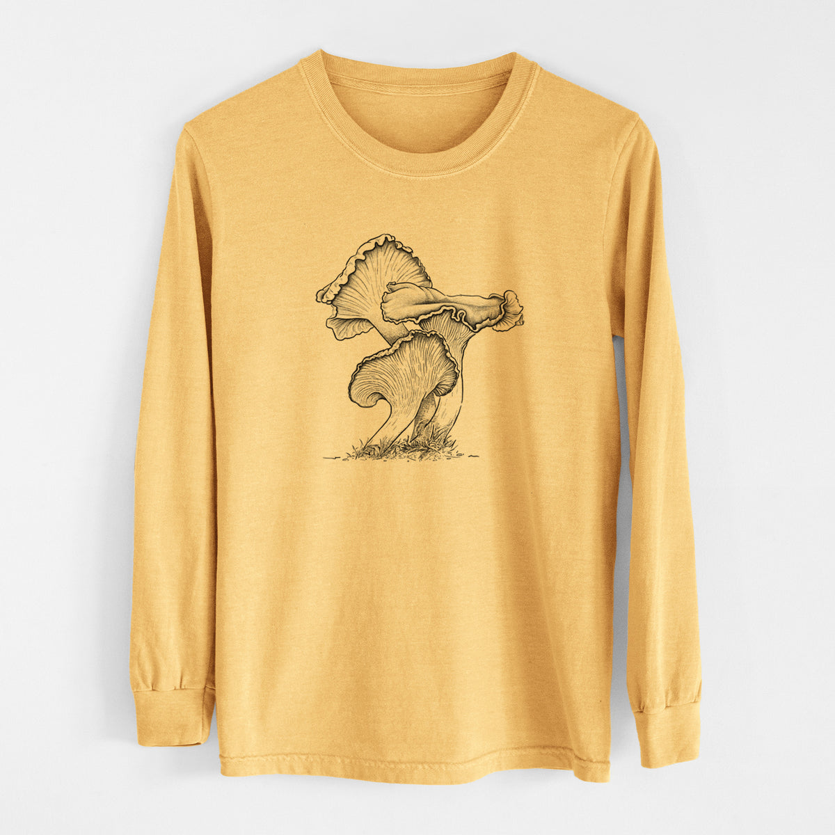 Pacific Golden Chanterelle - Cantharellus formosus - Men&#39;s Heavyweight 100% Cotton Long Sleeve