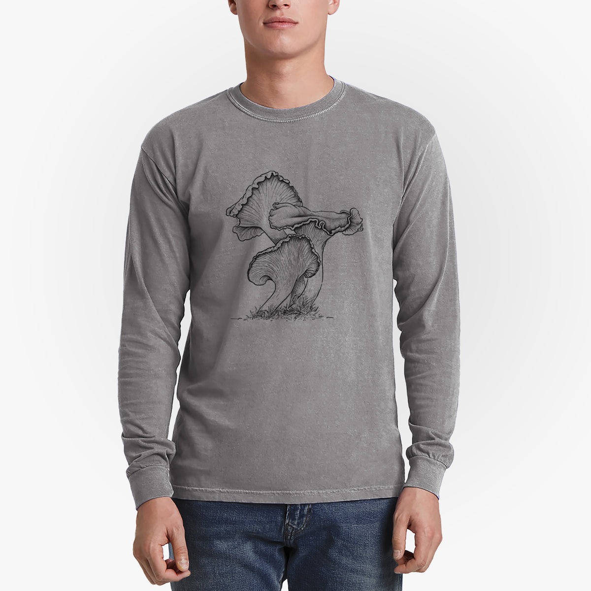 Pacific Golden Chanterelle - Cantharellus formosus - Men&#39;s Heavyweight 100% Cotton Long Sleeve