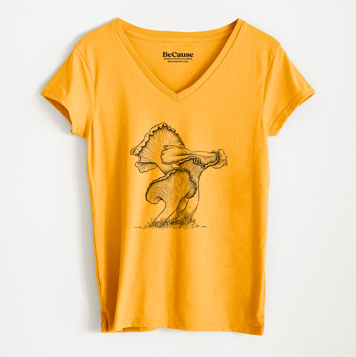 Pacific Golden Chanterelle - Cantharellus formosus - Women&#39;s 100% Recycled V-neck