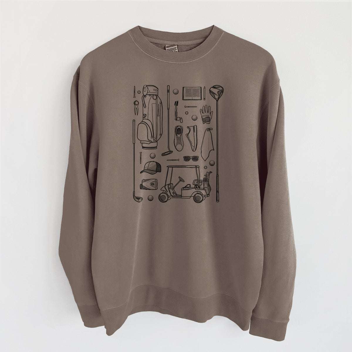 Golf Essentials - Unisex Pigment Dyed Crew Sweatshirt in Espresso Brown Color
