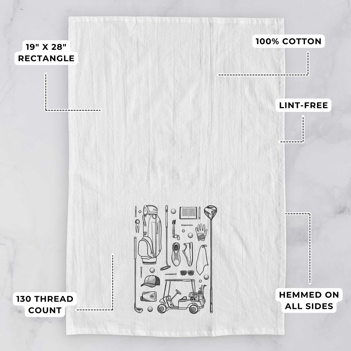 Golf Essentials Tea Towel