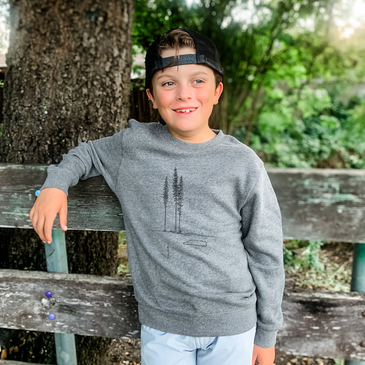 Playing Through the Pines - Youth Lightweight Crewneck Sweatshirt