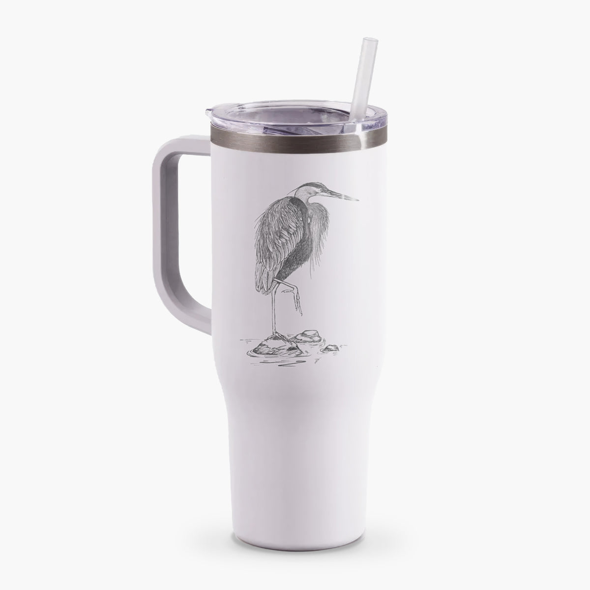 Ardea herodias - Great Blue Heron - 40oz Tumbler with Handle