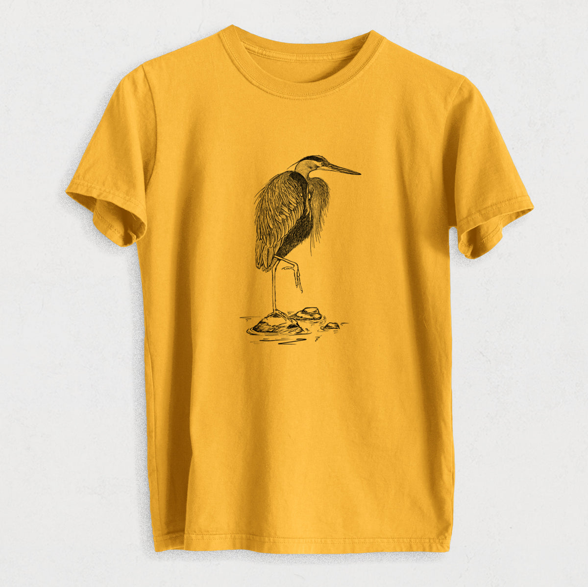 Ardea herodias - Great Blue Heron - Heavyweight Men&#39;s 100% Organic Cotton Tee